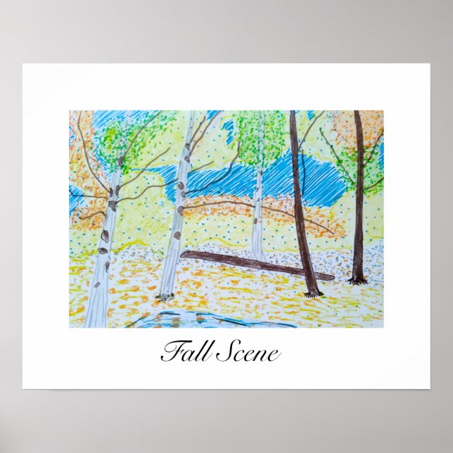 Póster Escena de otoño dibujada (Frente)