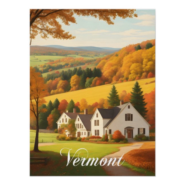 Póster Escena de otoño en Vermont EE. UU. (Anverso)