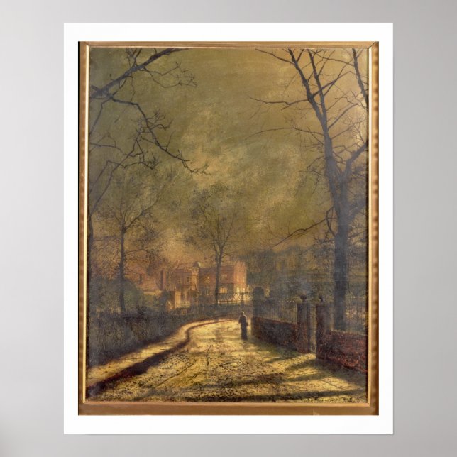 Póster Escena de otoño, Leeds, 1874 (petróleo a bordo) (Frente)