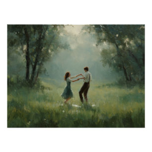 Póster Escena de pareja de baile en el bosque caprichoso