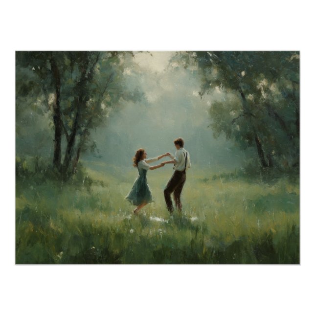 Póster Escena de pareja de baile en el bosque caprichoso (Anverso)