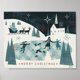 Póster Escena De Patinaje De Feliz Navidad