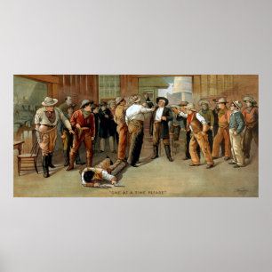 Póster Escena de pelea con armas de bar del teatro poster