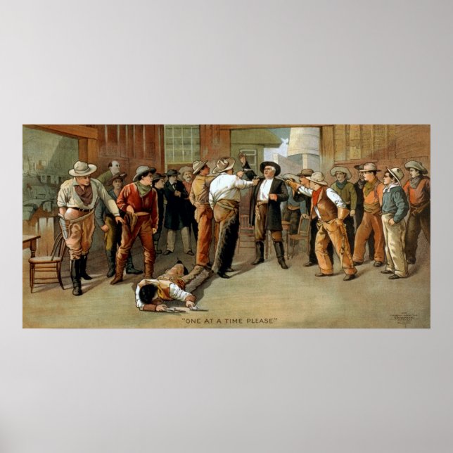 Póster Escena de pelea con armas de bar del teatro poster (Frente)