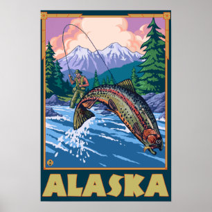 Póster Escena de pesca de AlaskaFly