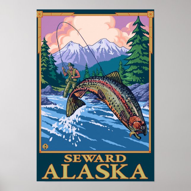 Póster Escena de pesca de mosca - Seward, Alaska (Frente)