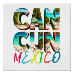Póster Escena de playa de la camiseta de Cancún   México