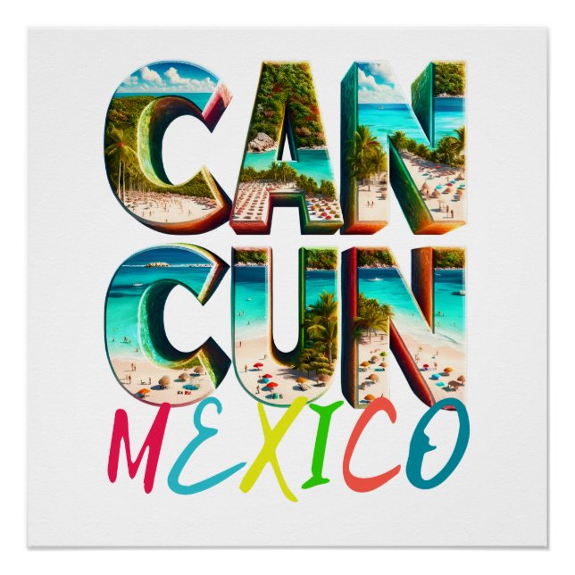 Póster Escena de playa de la camiseta de Cancún | México (Anverso)