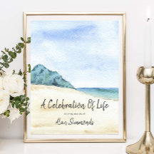 Escena de playa en acuarela Celebración de la vida