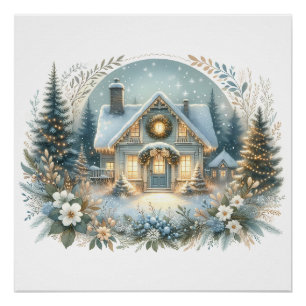 Póster Escena de Resplandor de Cabaña Nevada