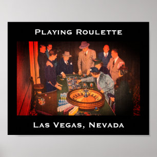 Póster Escena de Ruleta Vintage, Las Vegas, Nevada