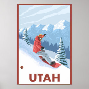 Póster Escena de Snowboard Utah