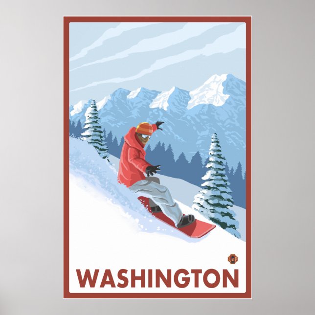 Póster Escena de Snowboard - Washington (Frente)