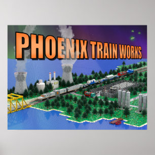 Póster Escena de tren atómico y planta de energía de PTW