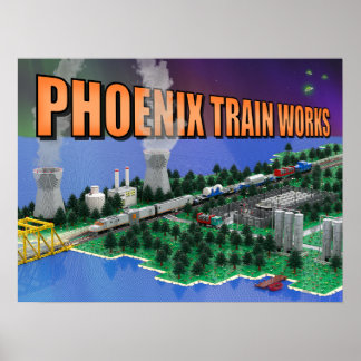 Póster Escena de tren atómico y planta de energía de PTW