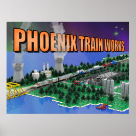Póster Escena de tren atómico y planta de energía de PTW