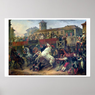 Póster Escena de una carrera de caballos sin montar en Ro