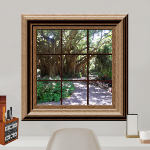 Póster Escena de ventana falsa de árbol de Banyan Relajan