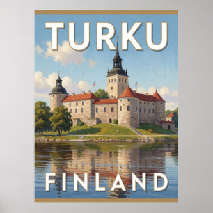 Póster Escena de viaje del castillo de Turku Finlandia rí