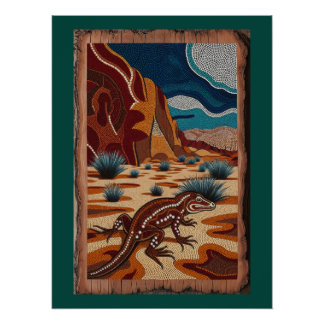 Póster Escena de vida silvestre australiana de Lizard