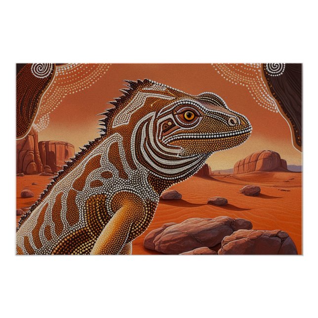 Póster Escena de vida silvestre de Iguana Lizard en Austr (Anverso)