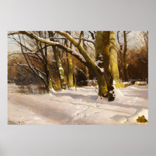 Póster Escena del árbol de invierno de la granja rústica
