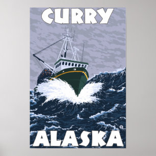 Póster Escena del barco de pesca - curry, Alaska