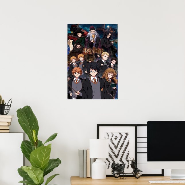 PÓSTER ESCENA DEL CONJUNTO DE ANIMES DE HARRY POTTER™ (Oficina en casa)