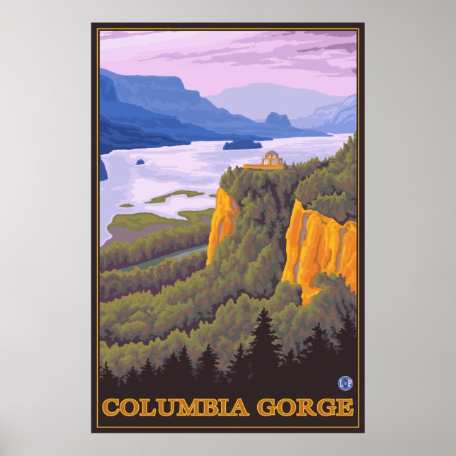 Póster Escena del desfiladero del río Columbia con punto  (Frente)