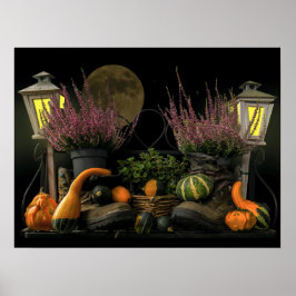 Póster Escena del Día de Acción de Gracias con cosecha en