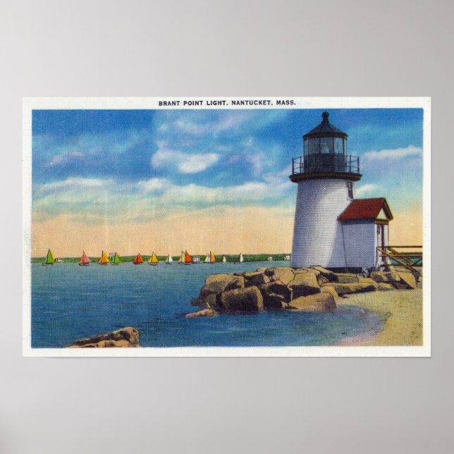 Póster Escena del faro de Brant Point (Frente)