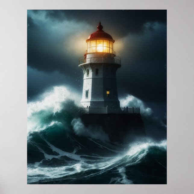 Póster Escena del faro de Stormy (Frente)