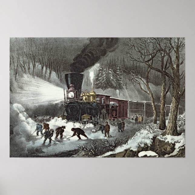 Póster Escena del ferrocarril estadounidense, 1871 (Frente)