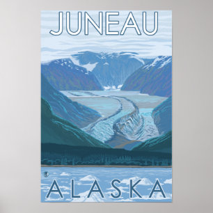 Póster Escena del glaciar - Juneau, Alaska