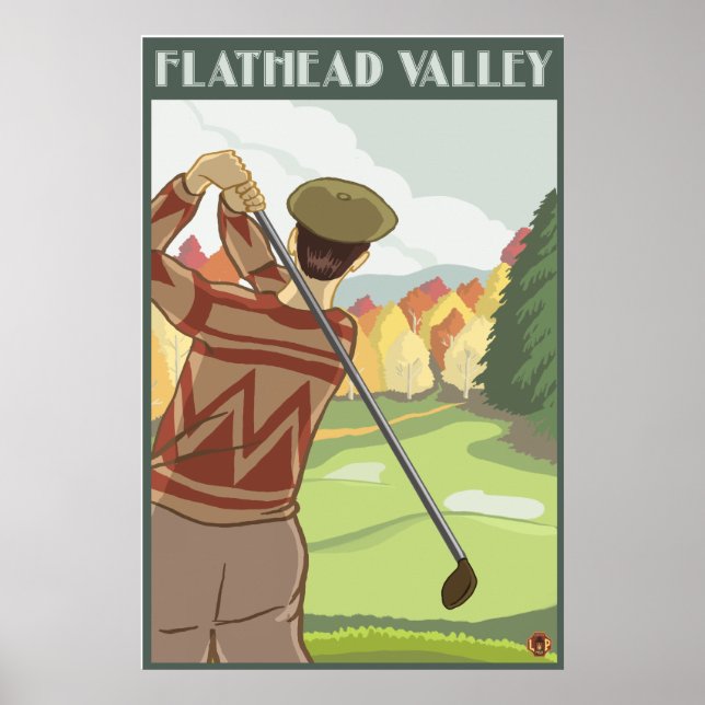 Póster Escena del Golfer - Lago Flathead, Montana (Frente)