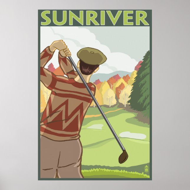 Póster Escena del Golfer - Río Sun, Oregón (Frente)