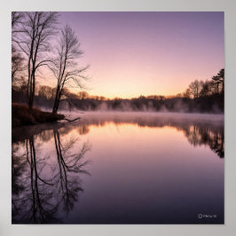 Póster Escena del lago Serene Dawn con amanecer oxidado