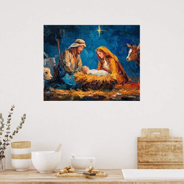 Póster Escena del Nacimiento, hermosa ilustración, (Cocina)
