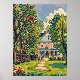 Póster Escena del parque Serene a principios de primavera