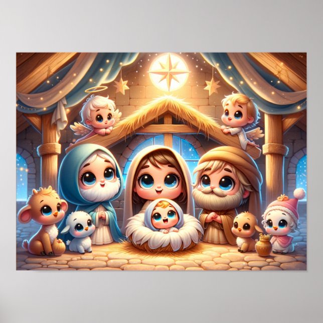 Póster Escena del Pesebre de Navidad (Frente)