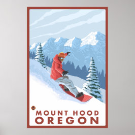 Póster Escena del Snowboard - Monte Hood, Oregón