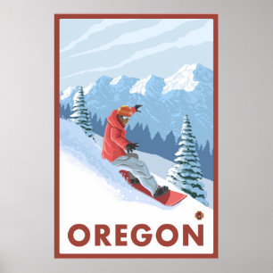 Póster Escena del Snowboard - Oregon