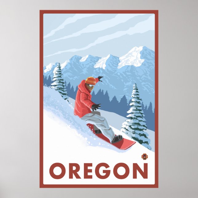 Póster Escena del Snowboard - Oregon (Frente)