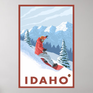 Póster Escena del Snowboarder - Idaho