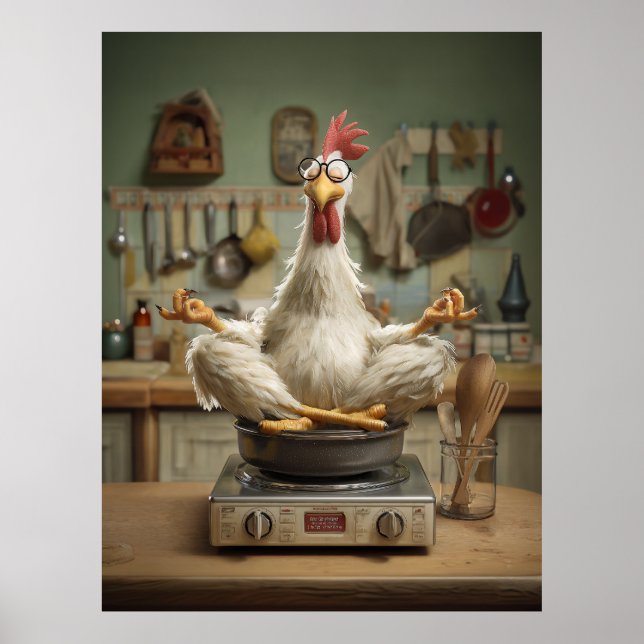 Póster Escena divertida de cocina de pollo Zen (Frente)