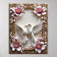 Escena elegante de palomas blancas