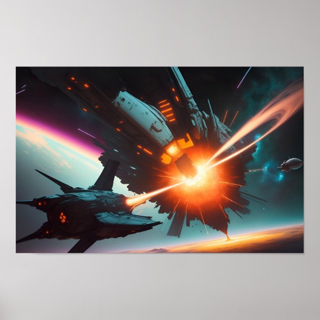 Póster escena espacial épica (Frente)