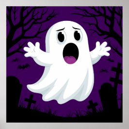 Póster Escena espeluznante de Halloween con fantasma de d