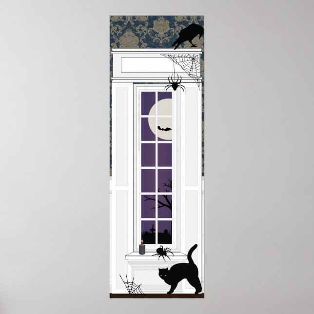 Póster Escena espeluznante de la ventana interior de Hall (Frente)