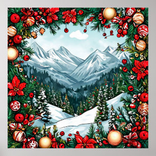 Póster Escena festiva de invierno mágico